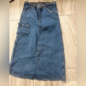 Brandy Melville Blue Denim Midi Skirt with Cargo Pocket